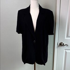 Beige Botany Black Linen Blend Short Sleeve Blazer Size M